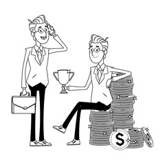 businessmen with briefcase black and white