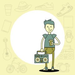 Cool hipster guy cartoon