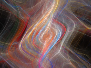Rainbow Swirling Cloud of Smoke, Digital Illustration, Graphic Resource - Soft glowing bands of energy, brilliant light, dreamy soft minimal background. Flowing plasma, curves in motion