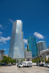 Fototapeta na wymiar Stock photo highrise bank buildings at Downtown Miami FL
