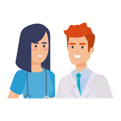 couple of professionals doctor and surgeon characters