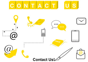 Contact Us Icons Set - Isolated On White Background, Vector Illustration. Business Concept Of Contact Us Icons. Concept For Web Page, Support Design And Logo. Collection Of Flat Vector