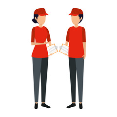 delivery workers couple characters