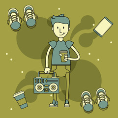 Cool hipster guy cartoon