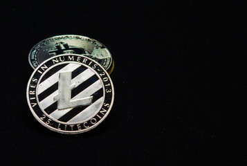 closeup of a litecoin coin