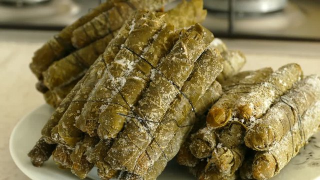 foods in the freezer, grape leaves wrap, stuffed leaves, middle east dishes,
