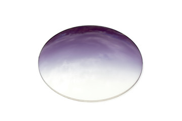 Image of resin glass for spectacles on white background. Glass Lenses.