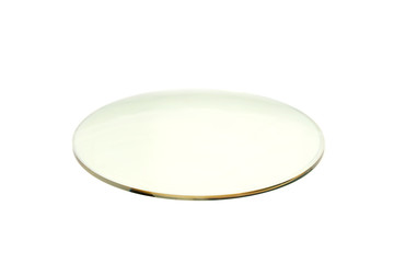 Image of resin glass for spectacles on white background. Glass Lenses.