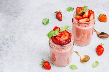 Strawberry smoothie, healthy food for breakfast and snack