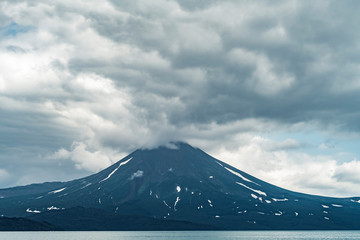 Fototapeta premium View of the Kuril volcano. And Kuril lake,Kamchatka Peninsula,Russia