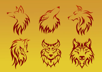 wolf tattoo vector set
