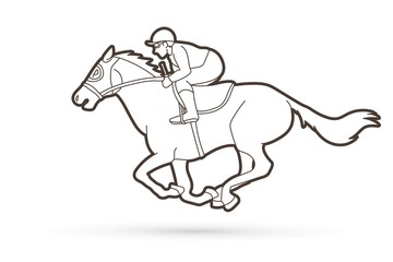 Jockey riding horse cartoon sport graphic vector
