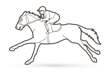 Jockey riding horse cartoon sport graphic vector