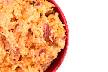 Pimento Cheese Isolated on a White Background