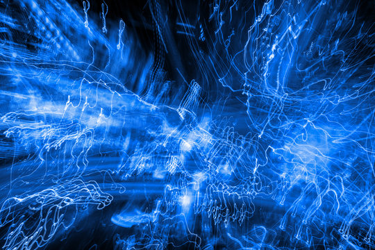 abstract background of blurred light trail in bblue tone