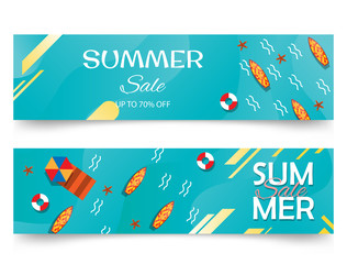 summer holiday, a beach and ocean. summer sale vector banner. - Vector