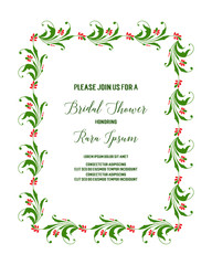 Vector illustration card design bridal shower with various elegant leaf floral frame