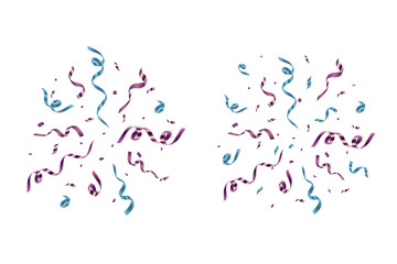 Golden confetti isolated on checkered background. Festive vector illustration