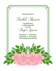 Vector illustration card decor bridal shower with various abstract pink wreath frames