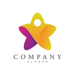 star people/leadership symbol/success/reach dream logo design inspiration with 3D graphic style