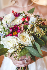 wedding bouquet of white roses