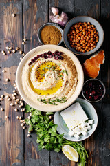 Hummus with olive oil and ground cumin