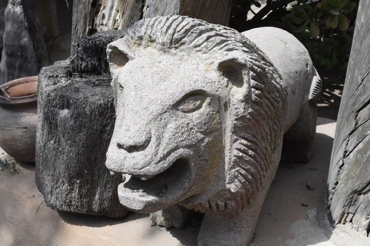 Stone carving of a lion