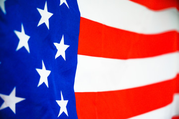 America flag waving with the wind for memorial day.