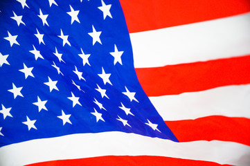 America flag waving with the wind for memorial day.