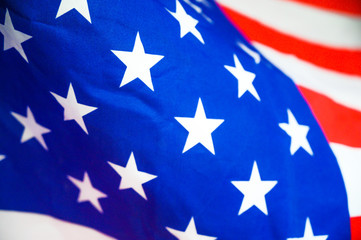 America flag waving with the wind for memorial day.