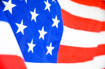 America flag waving with the wind for memorial day.