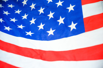 America flag waving with the wind for memorial day.