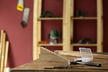 Workplace of carpenter in shop