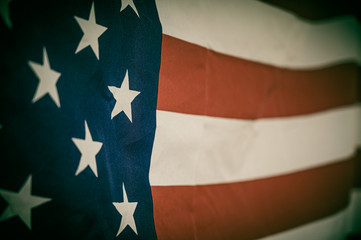 America flag waving with the wind for memorial day.