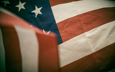 America flag waving with the wind for memorial day.