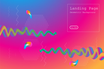 Memphis abstract colorful background design with Fluid gradient shapes composition illustration vector