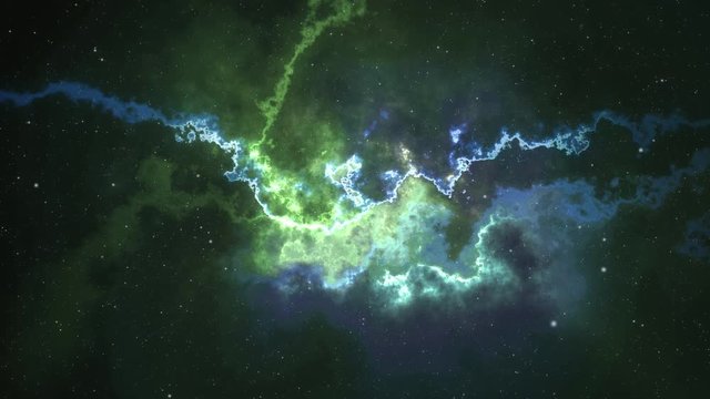 Electric Green and Blue Abstract Fractal Universe Space Looping Background