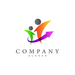 human logo, human and arrow, career symbol that soars up + finance icon + fitness symbol