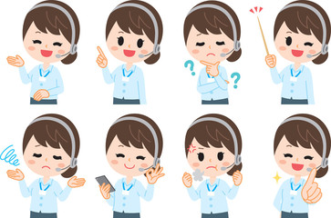 Operator woman illustration set