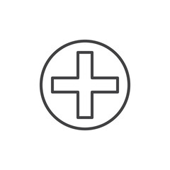 Obraz premium Medical cross in a circle line icon. linear style sign for mobile concept and web design. Hospital cross, clinic outline vector icon. Healthcare symbol, logo illustration. Vector graphics