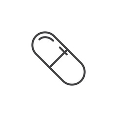 Capsule pill line icon. Medical preparation linear style sign for mobile concept and web design. Medicine tablet outline vector icon. Symbol, logo illustration. Vector graphics