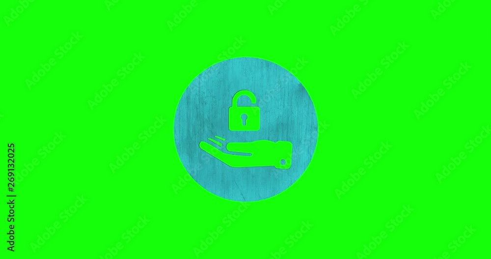 Poster animation of a 3d data access icon spinning against a green screen removable background.