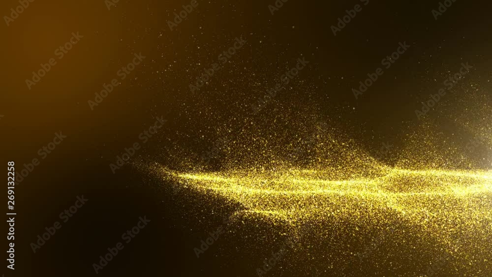 Aufkleber digital signatures dark brown background with small particles gathered into light waves golden yello
