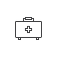 Medical box with cross line icon. Doctor bag linear style sign for mobile concept and web design. First-aid kit outline vector icon. Symbol, logo illustration. Vector graphics