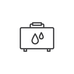 Blood donation, bag line icon. linear style sign for mobile concept and web design. Medical box with blood drop outline vector icon. Symbol, logo illustration. Vector graphics