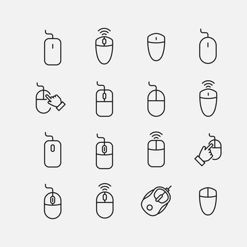Premium set of computer mouse line icons.
