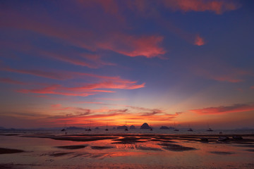 Fototapeta na wymiar A sunset view from Tubkaak Beach, Krabi, Thailand.