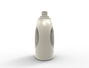 3D rendering of a white washing powder plastic bottle in white background