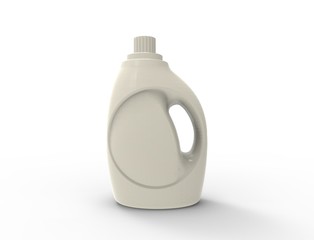 3D rendering of a white washing powder plastic bottle in white background