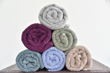 Obraz na płótnie Canvas Close-up of soft cotton terry bath towel.